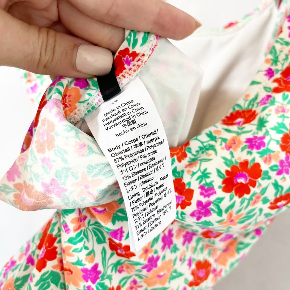 J. Crew Ruffle Scoop Back One Piece Swimsuit in Storybook Floral - Size 16 - Picture 5 of 5